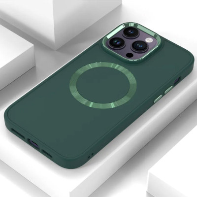 Чехол накладка Bonbon Metal MagSafe iPhone 14 Pro Max Зеленая / Army Green