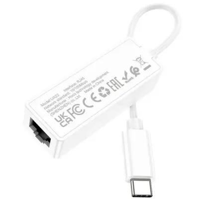 Кабель Hoco UA22 Type-C ethernet adapter Білий Кабель Hoco UA22 Type-C ethernet adapter Білий