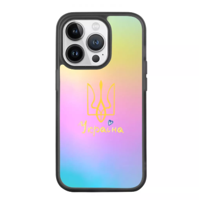 Чехол накладка Matte Gradient Nprint iPhone 13 Черная (Герб)