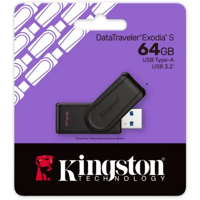 Флеш память USB 64Gb Kingston DT Exodia S USB 3.2 Black, Черный
