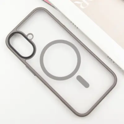 Чехол накладка Metal Buttons with MagSafe iPhone 16 Серая