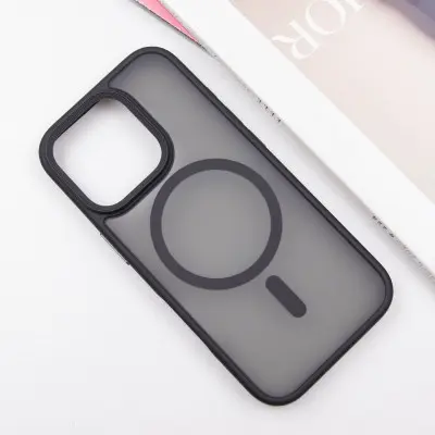 Чехол накладка Metal Buttons with MagSafe iPhone 16 Pro Max Черная