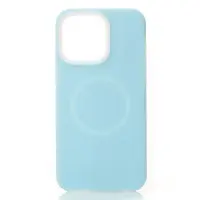 Накладка Liquid MagSafe iPhone 14 Pro Max Голубая (Blue fog)