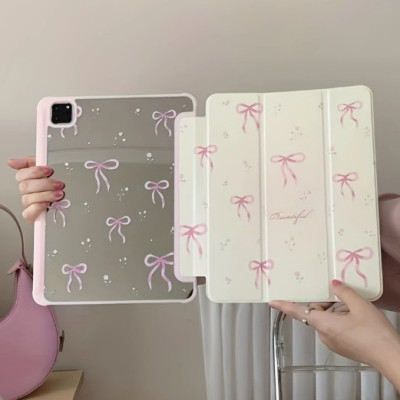 Чохол для планшета Дзеркальний + Stylus Print iPad 10.9" 2022 Рожевий Бант/ Білий