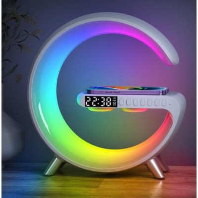 Настольная лампа Ночник с Bluetooth Колонкой 3 в 1 LED Wireless Charging Speaker N69 White, Белая