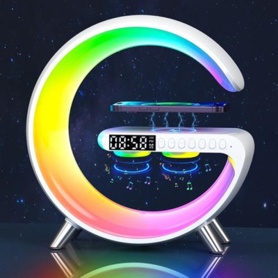 Настільна лампа Нічний світильник з Bluetooth Колонкою 3 в 1 LED Wireless Charging Speaker N69 White, Біла