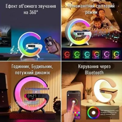 Настольная лампа Ночник с Bluetooth Колонкой 3 в 1 LED Wireless Charging Speaker N69 White, Белая