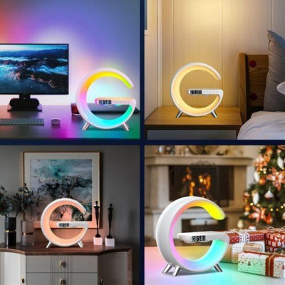 Настільна лампа Нічний світильник з Bluetooth Колонкою 3 в 1 LED Wireless Charging Speaker N69 White, Біла