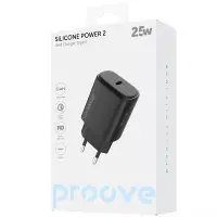 Сетевое зарядное устройство Proove Silicone Power 2 25W PD Black, Чёрный