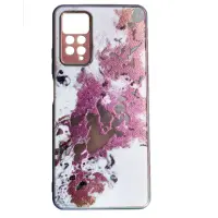 Чехол накладка Marble UV Xiaomi Redmi 10 Розовая