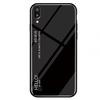 Чехол накладка Glass Gradient HELLO Samsung A105 (A10 2019) Черная