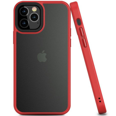 Чехол накладка Metal Buttons iPhone 12/12 Pro Красная