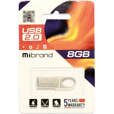 Флеш пам\'ять USB 8Gb Mibrand Irbis USB 2.0 Silver, Срібний