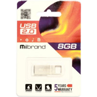 Флеш пам\'ять USB 8Gb Mibrand Shark USB 2.0 Silver, Срібний