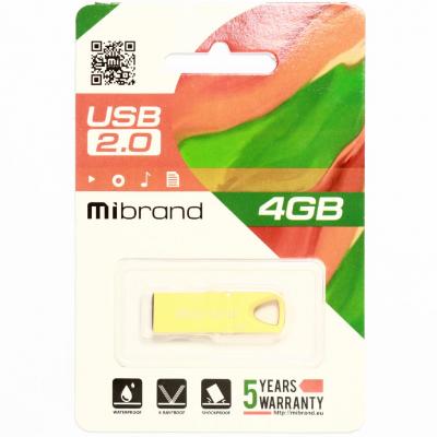 Флеш память USB 4Gb Mibrand Taipan USB 2.0 Gold, Золотой