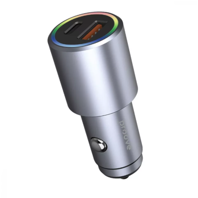 Автомобільний зарядний пристрій Proove Double Energy Plus (USB+Type-C) 53W Grey, Cірий