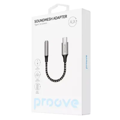 Перехідник аудіокабель Proove SoundMesh Type-C - 3.5 Сірий