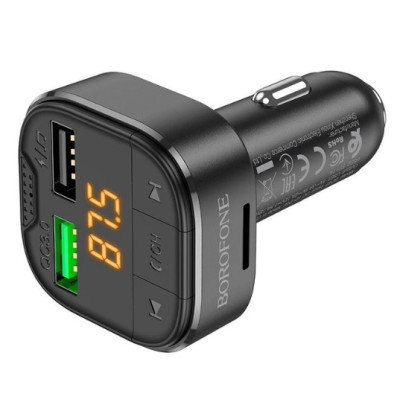 FM модулятор Borofone BC43 2USB QC3.0 Black, Чёрный