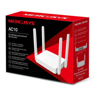 Бездротовий маршрутизатор (роутер) Wi-Fi Mercusys AC10 двохдіапазонний RL069385
