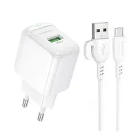 Сетевое зарядное устройство BAS42A 1USB 18W QC3.0+ Micro USB White, Белый Сетевое зарядное устройство BAS42A 1USB 18W QC3.0+ Micro USB White, Белый