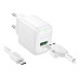 Мережевий зарядний пристрій Borofone BAS12A 1USB 18W QC3.0 + Micro USB White, Білий