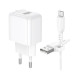 Мережевий зарядний пристрій Borofone BAS12A 1USB 18W QC3.0 + Micro USB White, Білий
