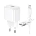 Мережевий зарядний пристрій Borofone BAS12A 1USB 18W QC3.0 + Micro USB White, Білий