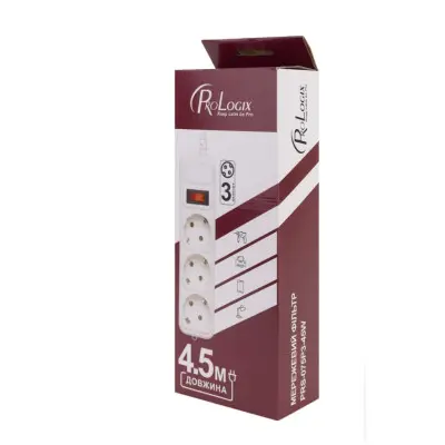 Мережевий Подовжувач 4,5 м,3 розеток 2.2 кВт (PRS-075P3-45W)
