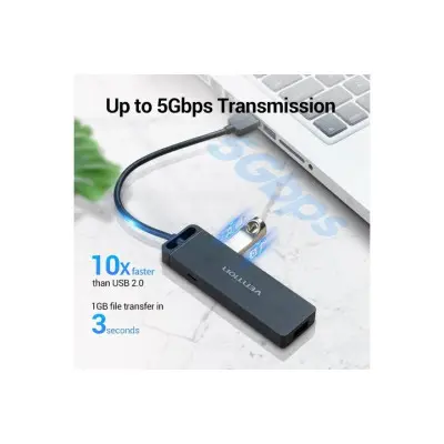 USB хаб Vention 4-port USB3.0 Black, Черный