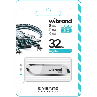 Флеш пам'ять USB 32Gb Wibrand Aligator USB 2.0 Біла