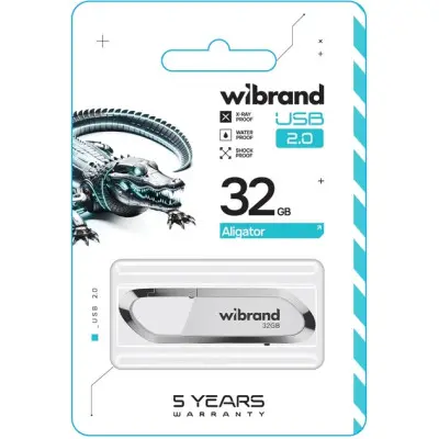 Флеш память USB 32Gb Wibrand Aligator USB 2.0 Белая