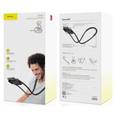 Тримач Baseus Neck-Mounted Lazy Bracket Black, Чорний Тримач Baseus Neck-Mounted Lazy Bracket Black, Чорний