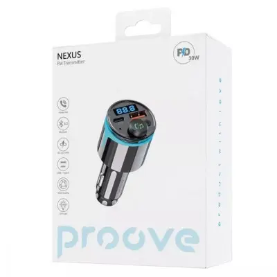 FM Трансмітер Proove FM Launcher Nexus 30W Black, Чорний FM Трансмітер Proove FM Launcher Nexus 30W Black, Чорний