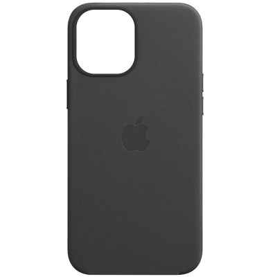 Чохол накладка Leather Case with MagSafe iPhone 12/12 Pro Чорна (AA+)