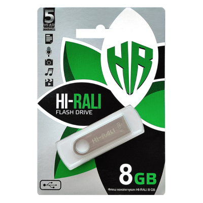 Флеш память USB 8Gb HI-Rali Shuttle Silver, Серебристый
