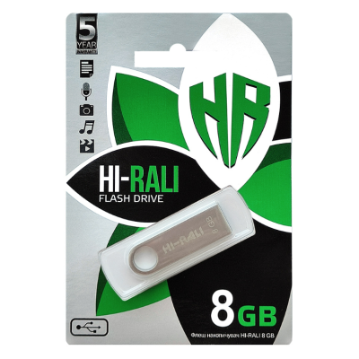 Флеш пам\'ять USB 8Gb HI-Rali Shuttle Silver, Срібний