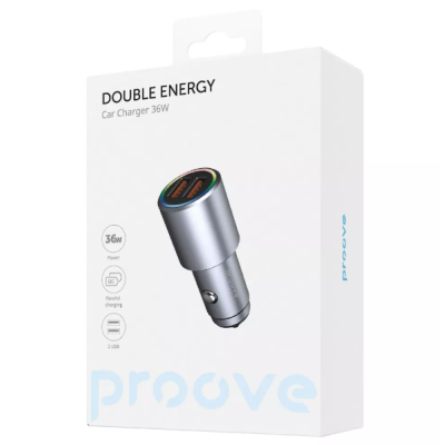 Автомобильное зарядное устройство Proove Energy 2USB 36W Grey, Серый