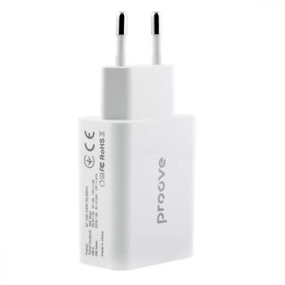 Сетевое зарядное устройство Proove Rapid 20W PD+USB White, Белый