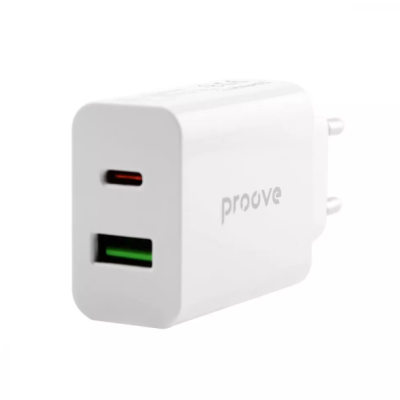 Мережевий зарядний пристрій Proove Rapid 20W PD+USB White, Білий