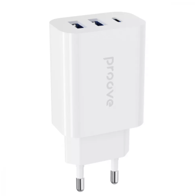 Сетевое зарядное устройство Proove Rapid 30W PD+2USB White, Белый