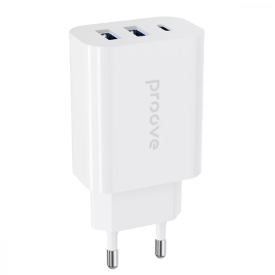 Мережевий зарядний пристрій Proove Rapid 30W PD+2USB White, Білий