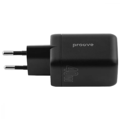 Мережевий зарядний пристрій Proove Silicone Power 40W 2PD Black,  Чорний