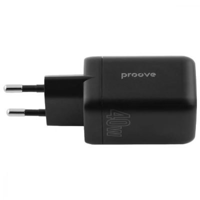 Сетевое зарядное устройство Proove Silicone Power 40W 2PD Black, Чёрный