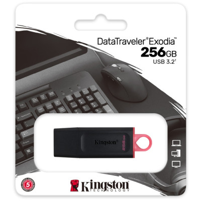 Флеш пам'ять USB 256Gb Kingston Exodia 3.2 Black/Pink, Чорний/Рожевий