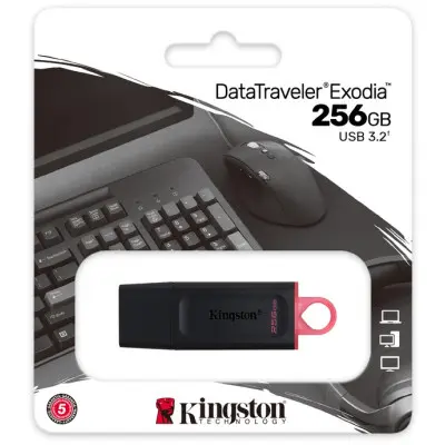 Флеш память USB 256Gb Kingston Exodia 3.2 Black/Pink, Черный/Розовый