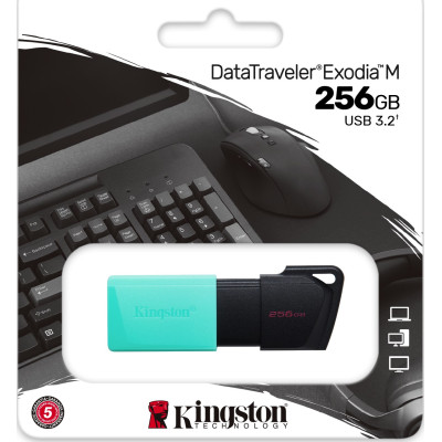 Флеш пам'ять USB 256Gb Kingston Exodia M 3.2 Black/Teal, Чорний/Бірюзовий