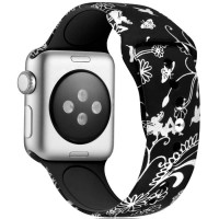 Ремінець Apple Watch 38мм Принт Силікон Чорний & Листя Ремінець Apple Watch 38мм Принт Силікон Чорний & Листя
