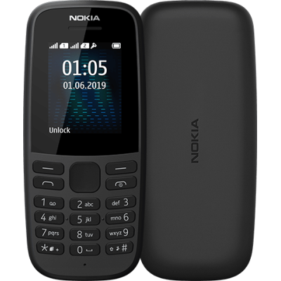 Кнопковий телефон Nokia 105 Single Sim 2019 Black, чорний