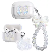 Чохол для навушників AirPods 3 Бант із браслетом прозорий