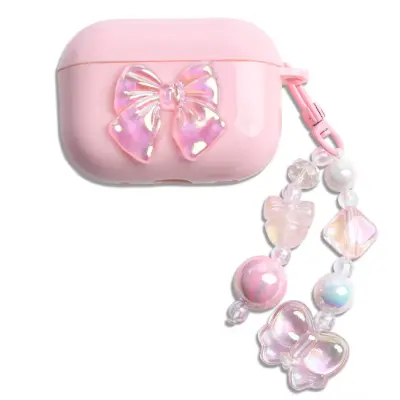 Чохол для навушників AirPods 3 Бант рожевий
